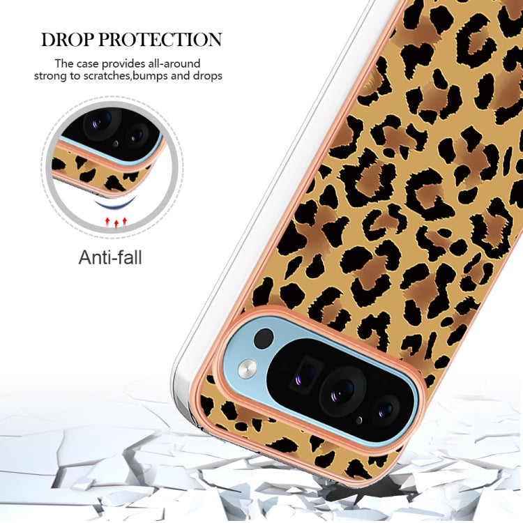 For Google Pixel 9 Pro XL Electroplating Dual-side IMD Phone Case(Leopard Print) - Google Cases by buy2fix | Online Shopping UK | buy2fix