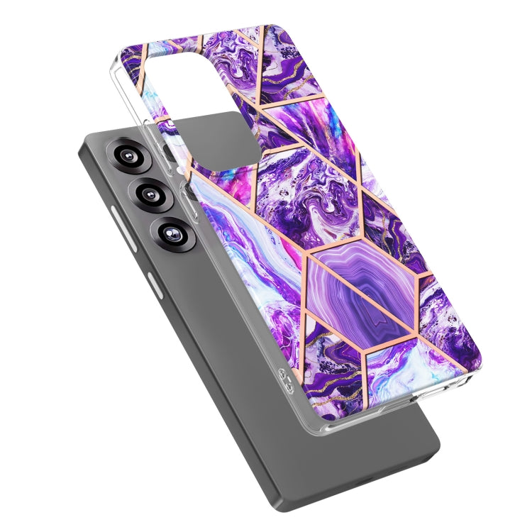 For Samsung Galaxy S25 Ultra 5G Electroplating Splicing Marble TPU Phone Case(Dark Purple) - Galaxy S25 Ultra 5G Cases by buy2fix | Online Shopping UK | buy2fix