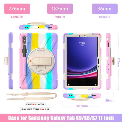 For Samsung Galaxy Tab S9 / S8 / S7 Rotary Handle Grab TPU + PC Tablet Case(Colorful Pink) - Galaxy Tab S9 Cases by buy2fix | Online Shopping UK | buy2fix