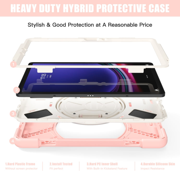 For Samsung Galaxy Tab S9 / S8 / S7 Rotary Handle Grab TPU + PC Tablet Case(Pink) - Galaxy Tab S9 Cases by buy2fix | Online Shopping UK | buy2fix