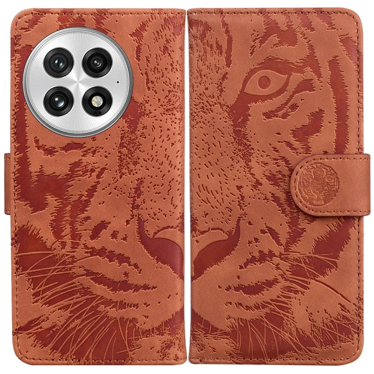 For OnePlus 13 Tiger Embossing Pattern Flip Leather Phone Case(Brown) - OnePlus Cases by buy2fix | Online Shopping UK | buy2fix