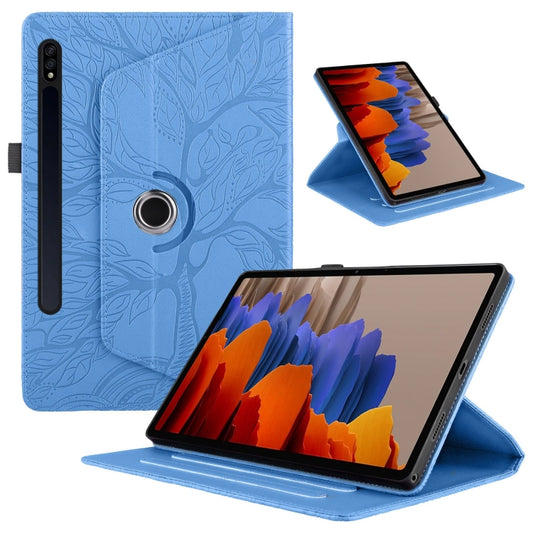 For Samsung Galaxy Tab S10 / S8 / S7 Tree Life Embossed Rotation Leather Tablet Case(Blue) - Tab S10 Cases by buy2fix | Online Shopping UK | buy2fix