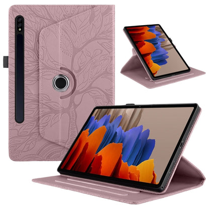 For Samsung Galaxy Tab S10+ / S9+ / S8+ Tree Life Embossed Rotation Leather Tablet Case(Rose Gold) - Tab A7 Lite T220 / T225 by buy2fix | Online Shopping UK | buy2fix