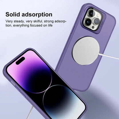 For iPhone 12 Skin Feel CD Texture MagSafe Lens Holder Phone Case(Dark Purple) - iPhone 12 / 12 Pro Cases by buy2fix | Online Shopping UK | buy2fix