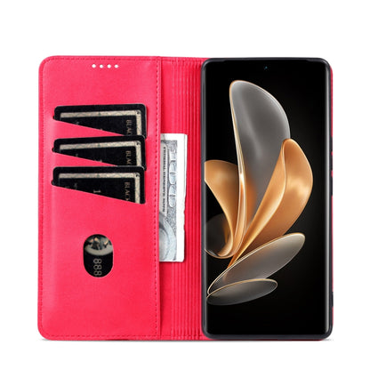 For OPPO Find X7 AZNS Magnetic Calf Texture Flip Leather Phone Case(Red) - Find X7 Cases by AZNS | Online Shopping UK | buy2fix