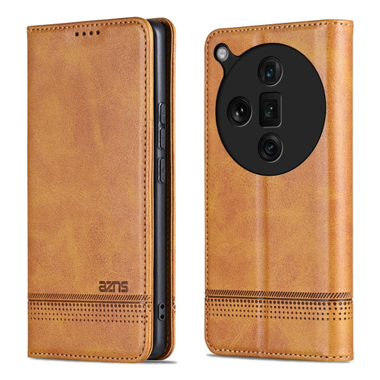 For OPPO Find X7 Ultra AZNS Magnetic Calf Texture Flip Leather Phone Case(Light Brown) - Find X7 Ultra Cases by AZNS | Online Shopping UK | buy2fix