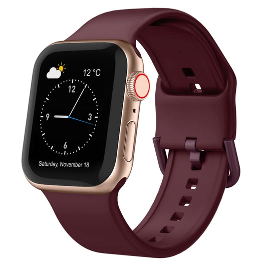 For Apple Watch Series 8 45mm Pin Buckle Silicone Watch Band(Wine Red) - Watch Bands by buy2fix | Online Shopping UK | buy2fix