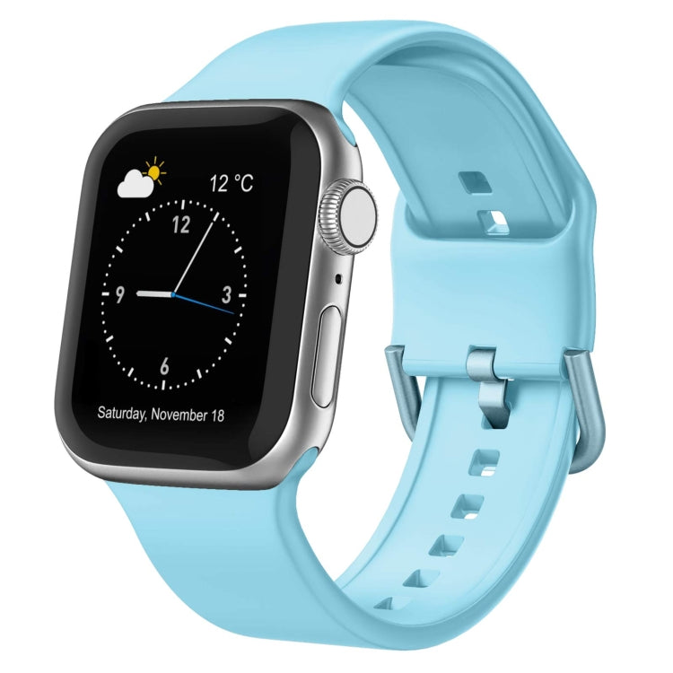 For Apple Watch SE 2022 40mm Pin Buckle Silicone Watch Band(Light Blue) - Watch Bands by buy2fix | Online Shopping UK | buy2fix