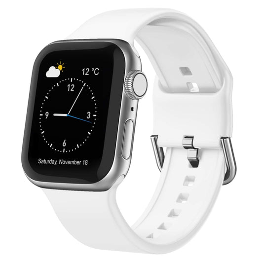 For Apple Watch 42mm Pin Buckle Silicone Watch Band(White) - Watch Bands by buy2fix | Online Shopping UK | buy2fix