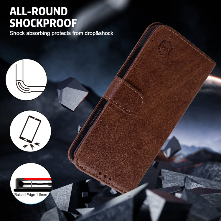 For Google Pixel 9 Pro XL Skin Feeling Oil Leather Texture PU + TPU Phone Case(Brown) - Google Cases by buy2fix | Online Shopping UK | buy2fix