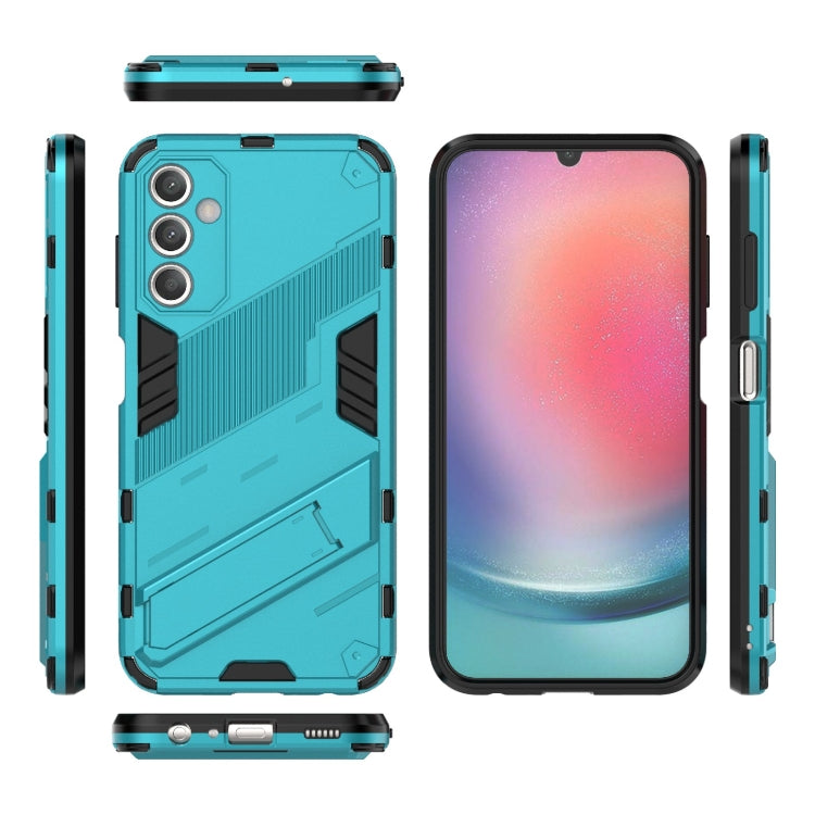 For Samsung Galaxy A25 5G Punk Armor 2 in 1 PC + TPU Shockproof Phone Case with Invisible Holder(Blue) - Galaxy Phone Cases by buy2fix | Online Shopping UK | buy2fix