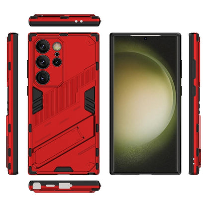 For Samsung Galaxy S24 Ultra 5G Punk Armor 2 in 1 PC + TPU Shockproof Phone Case with Invisible Holder(Red) - Galaxy S24 Ultra 5G Cases by buy2fix | Online Shopping UK | buy2fix