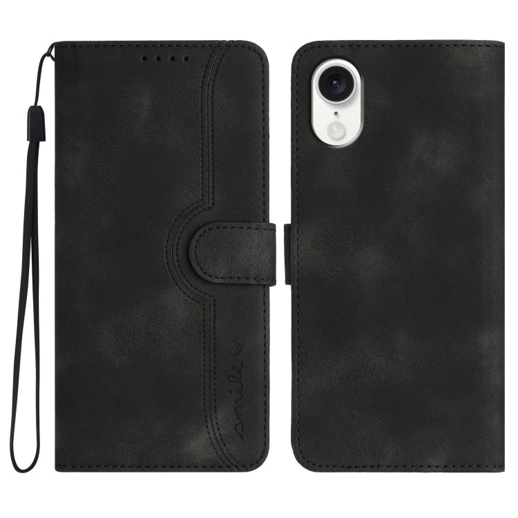 For iPhone SE 2024 Heart Pattern Skin Feel Leather Phone Case(Black) - More iPhone Cases by buy2fix | Online Shopping UK | buy2fix