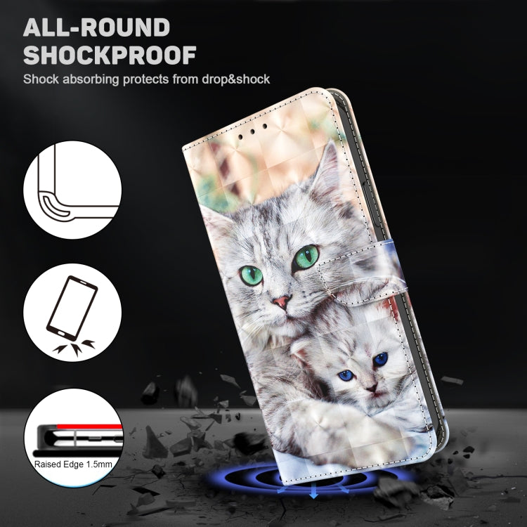 For iPhone 16 3D Painted Leather Phone Case(Two Loving Cats) - iPhone 16 Cases by buy2fix | Online Shopping UK | buy2fix