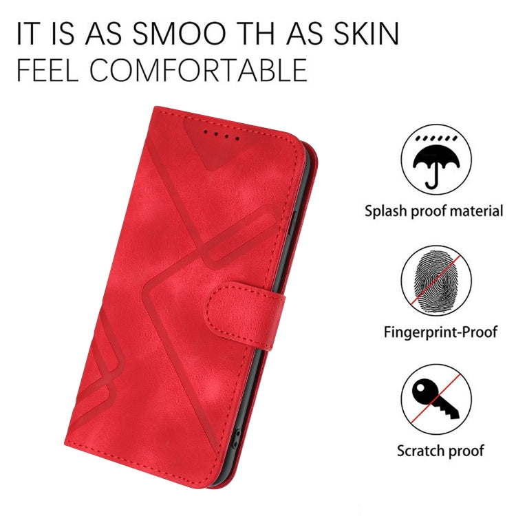 For iPhone SE 2024 Line Pattern Skin Feel Leather Phone Case(Red) - More iPhone Cases by buy2fix | Online Shopping UK | buy2fix