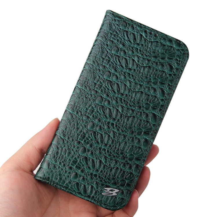 For iPhone 15 Pro Max Fierre Shann Crocodile Texture Magnetic Genuine Leather Phone Case(Green) - iPhone 15 Pro Max Cases by FIERRE SHANN | Online Shopping UK | buy2fix