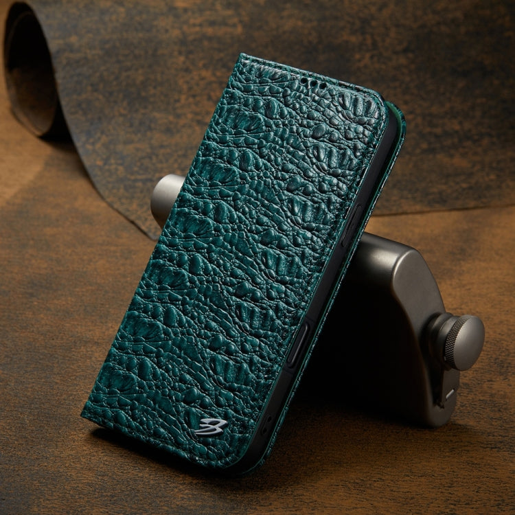 For iPhone 16 Pro Max Fierre Shann Crocodile Texture Magnetic Genuine Leather Phone Case(Green) - iPhone 16 Pro Max Cases by FIERRE SHANN | Online Shopping UK | buy2fix