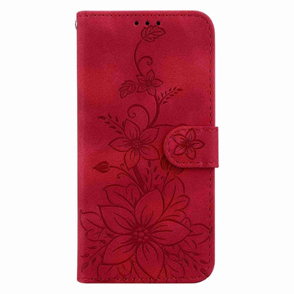 For Samsung Galaxy Note20 Lily Embossed Leather Phone Case(Red) - Galaxy Note20 Cases by buy2fix | Online Shopping UK | buy2fix