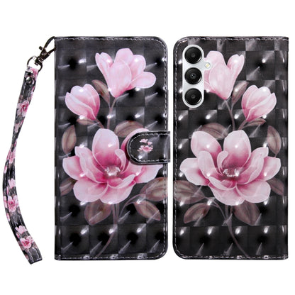 For Samsung Galaxy A05s 3D Painted Leather Phone Case(Pink Flower) - Galaxy Phone Cases by buy2fix | Online Shopping UK | buy2fix