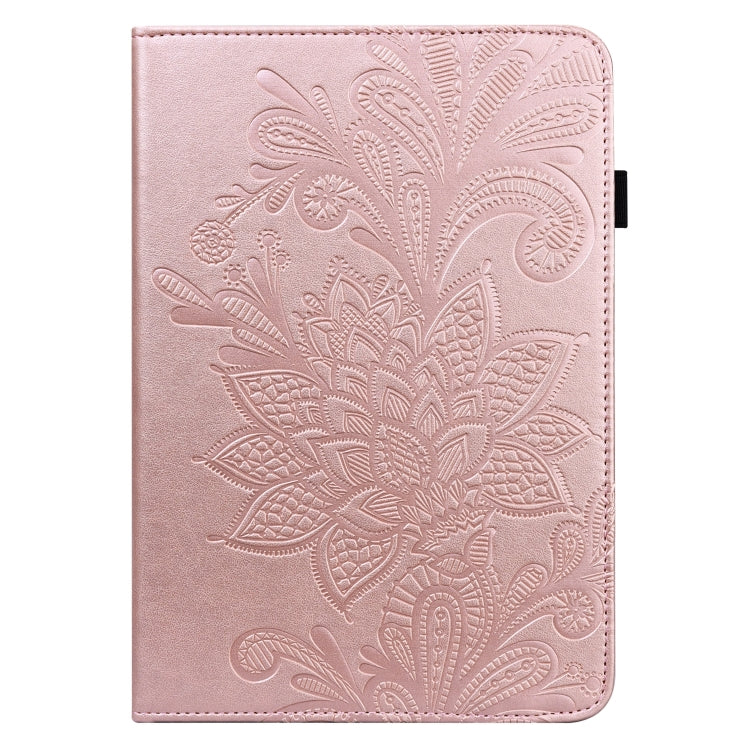 For Samsung Galaxy Tab S9 Lace Flower Embossing Pattern Leather Tablet Case(Gold) - Galaxy Tab S9 Cases by buy2fix | Online Shopping UK | buy2fix