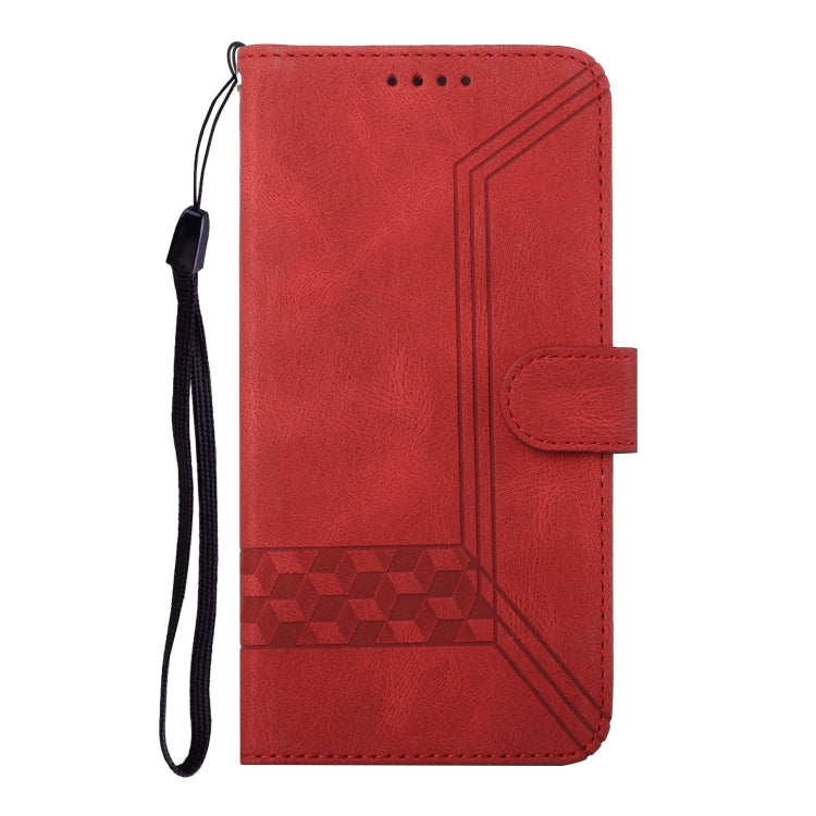 For Motorola Moto G Power 5G 2024 Cubic Skin Feel Flip Leather Phone Case(Red) - Motorola Cases by buy2fix | Online Shopping UK | buy2fix