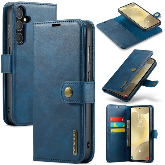 For Samsung Galaxy S24 5G DG.MING Crazy Horse Texture Detachable Magnetic Leather Case(Blue) - Galaxy S24 5G Cases by DG.MING | Online Shopping UK | buy2fix