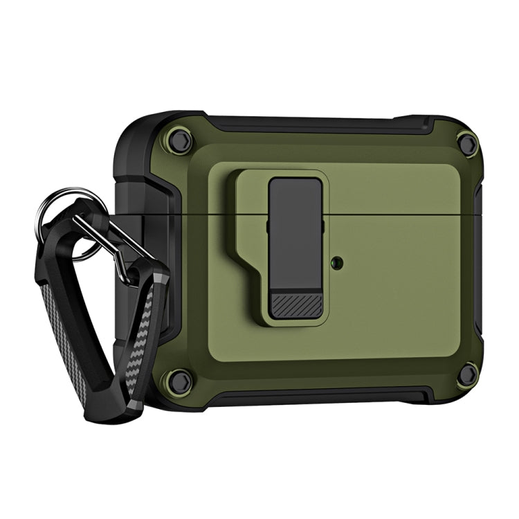 For AirPods Pro 2 TPU + PC Wireless Bluetooth Earphone Protective Case with Switch Lock & Hook(Dark Green) - For AirPods Pro 2 by buy2fix | Online Shopping UK | buy2fix