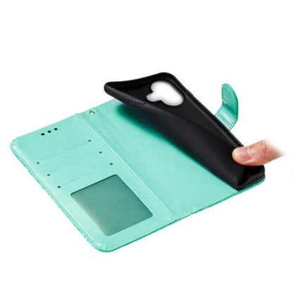 For iPhone 16 Plus Lace Flower Embossing Flip Leather Phone Case(Green) - iPhone 16 Plus Cases by buy2fix | Online Shopping UK | buy2fix