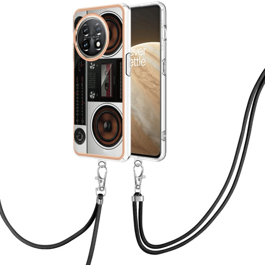 For OnePlus 11 Electroplating Dual-side IMD Phone Case with Lanyard(Retro Radio) - OnePlus Cases by buy2fix | Online Shopping UK | buy2fix