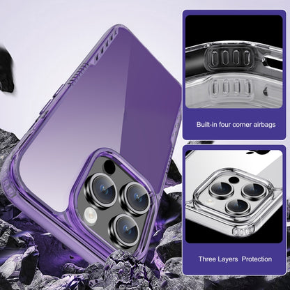 For iPhone 15 Pro Max iPAKY YG Series Transparent PC+TPU Phone Case(Transparent Purple) - iPhone 15 Pro Max Cases by iPAKY | Online Shopping UK | buy2fix