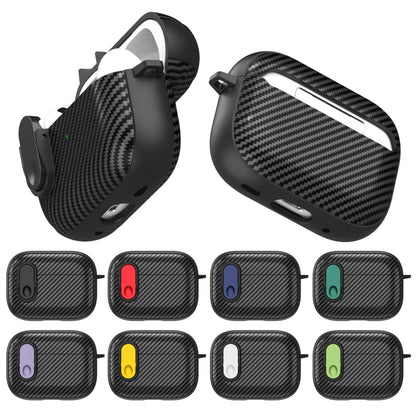 For AirPods Pro 2 Carbon Fiber Texture Wireless Earphones Case with Security Lock(White) - For AirPods Pro 2 by buy2fix | Online Shopping UK | buy2fix