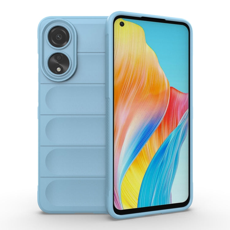 For OPPO A78 4G Global Magic Shield TPU + Flannel Phone Case(Light Blue) - OPPO Cases by buy2fix | Online Shopping UK | buy2fix