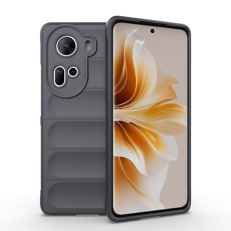 For OPPO Reno11 5G Global Magic Shield TPU + Flannel Phone Case(Dark Grey) - Reno11 Cases by buy2fix | Online Shopping UK | buy2fix