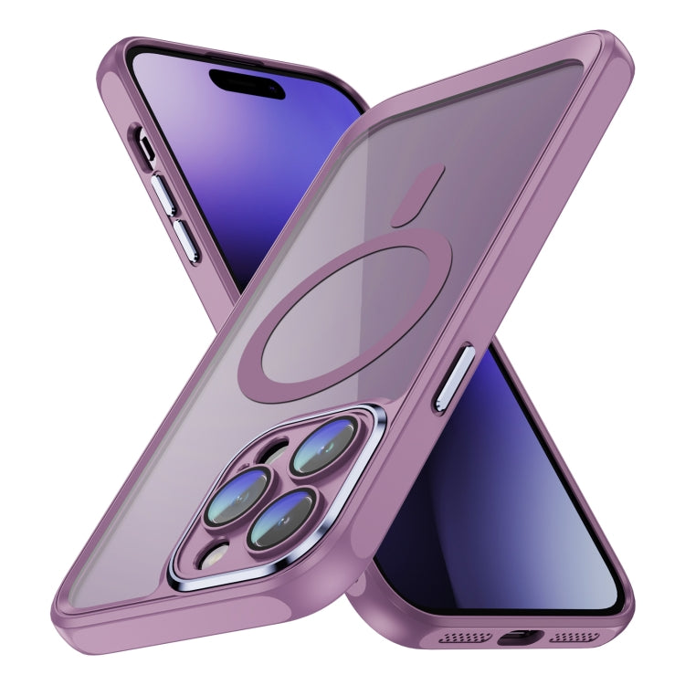 For iPhone 15 Pro MagSafe Magnetic PC + TPU Phone Case with Lens Film(Light Purple) - iPhone 15 Pro Cases by buy2fix | Online Shopping UK | buy2fix