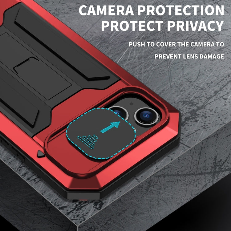 For iPhone 15 Plus R-JUST Sliding Camera Life Waterproof Holder Phone Case(Red) - iPhone 15 Plus Cases by R-JUST | Online Shopping UK | buy2fix