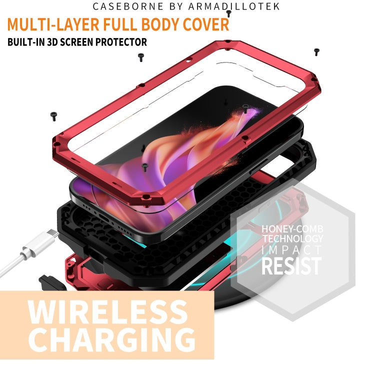 For iPhone 15 R-JUST Sliding Camera Life Waterproof Holder Phone Case(Red) - iPhone 15 Cases by R-JUST | Online Shopping UK | buy2fix