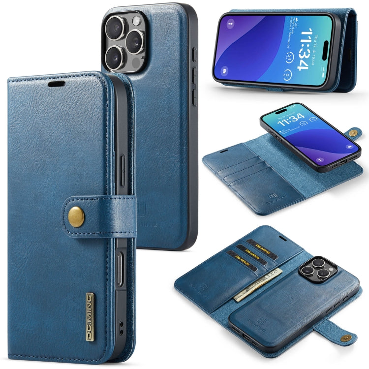 For iPhone 16 Pro Max DG.MING Crazy Horse Texture Detachable Magnetic Leather Phone Case(Blue) - iPhone 16 Pro Max Cases by DG.MING | Online Shopping UK | buy2fix