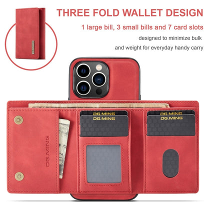 For iPhone 15 Pro DG.MING M1 Series 3-Fold Multi Card Wallet Leather Phone Case(Red) - iPhone 15 Pro Cases by DG.MING | Online Shopping UK | buy2fix