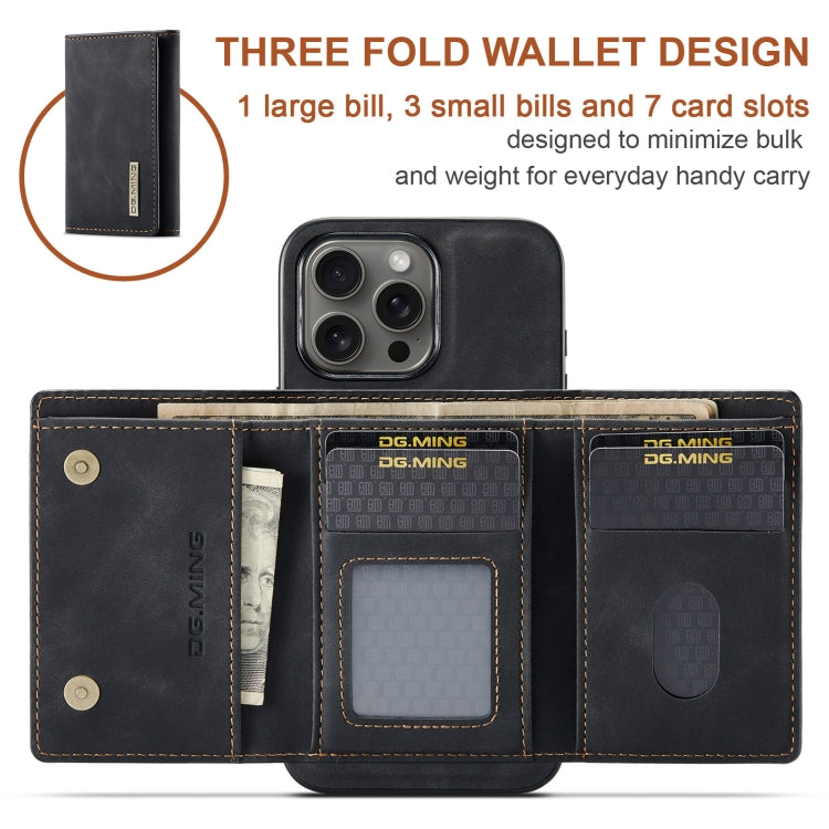 For iPhone 16 Pro DG.MING M1 Series 3-Fold Multi Card Wallet Leather Phone Case(Black) - iPhone 16 Pro Cases by DG.MING | Online Shopping UK | buy2fix