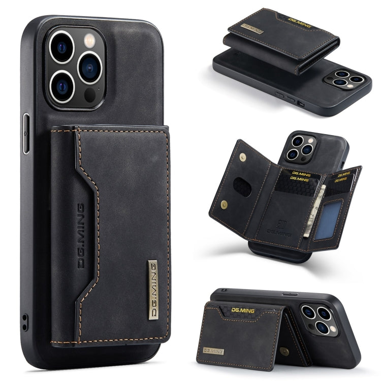 For iPhone 15 Pro Max DG.MING M2 Series 3-Fold Card Bag Wallet Leather Phone Case(Black) - iPhone 15 Pro Max Cases by DG.MING | Online Shopping UK | buy2fix