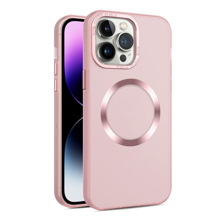 For iPhone 14 Pro CD Texture MagSafe Frosted Translucent Phone Case(Pink) - iPhone 14 Pro Cases by buy2fix | Online Shopping UK | buy2fix