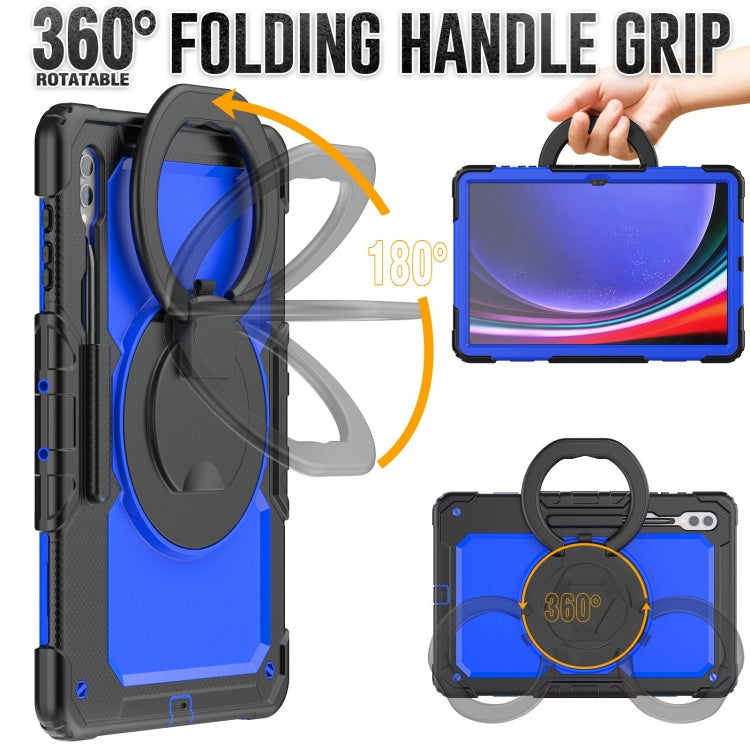 For Samsung Galaxy Tab S10 Ultra D Type Silicone Hybrid PC Tablet Case with Handle Holder(Blue PC) - Galaxy Tab S9 Ultra Cases by buy2fix | Online Shopping UK | buy2fix