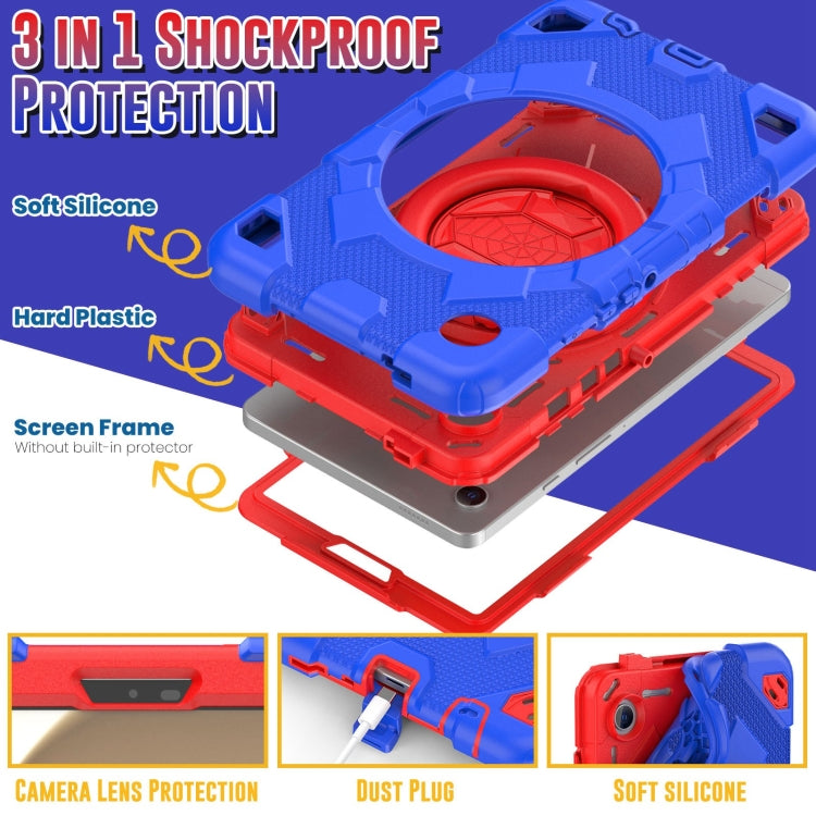 For Samsung Galaxy Tab A9 Spider Rotation Handle Silicone Hybrid PC Tablet Case(Red Blue) - Galaxy Tab A9 by buy2fix | Online Shopping UK | buy2fix