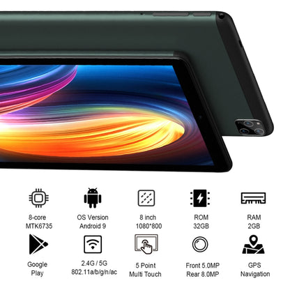BDF P8 3G Phone Call Tablet PC 8.0 inch, 2GB+32GB, Android 9.0 MTK6735 Octa Core, Support Dual SIM, EU Plug(Gold) - BDF by BDF | Online Shopping UK | buy2fix