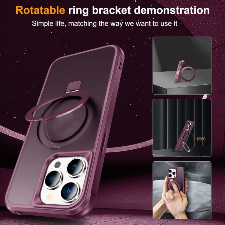 For iPhone 15 Pro MagSafe Magnetic Holder Phone Case(Wine Red) - iPhone 15 Pro Cases by buy2fix | Online Shopping UK | buy2fix