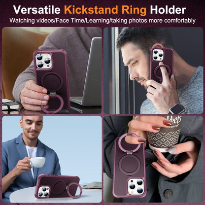 For iPhone 15 Pro MagSafe Magnetic Holder Phone Case(Wine Red) - iPhone 15 Pro Cases by buy2fix | Online Shopping UK | buy2fix