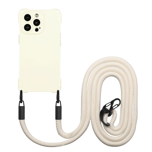 For iPhone 16 Pro Max Four-corner Shockproof TPU Phone Case with Lanyard(White) - iPhone 16 Pro Max Cases by buy2fix | Online Shopping UK | buy2fix