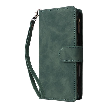 For iPhone 16 Crossbody Multi-card Slot Wallet Zipper Leather Phone Case(Green) - iPhone 16 Cases by buy2fix | Online Shopping UK | buy2fix