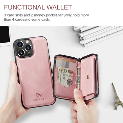 For iPhone 15 Pro Max JEEHOOD Magnetic Zipper Wallet Leather Phone Case(Pink) - iPhone 15 Pro Max Cases by JEEHOOD | Online Shopping UK | buy2fix