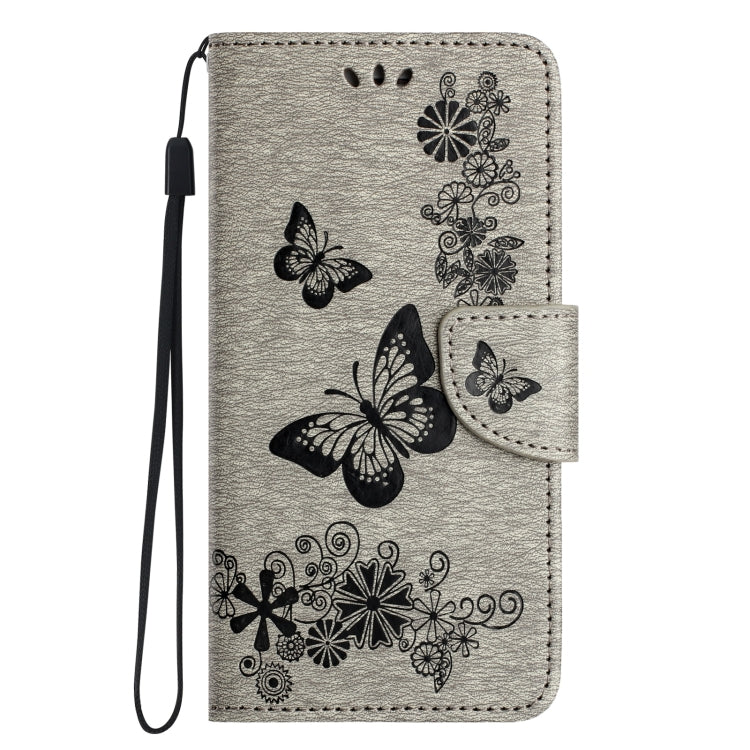 For iPhone 16 Pro Butterfly Embossed Flip Leather Phone Case(Grey) - iPhone 16 Pro Cases by buy2fix | Online Shopping UK | buy2fix